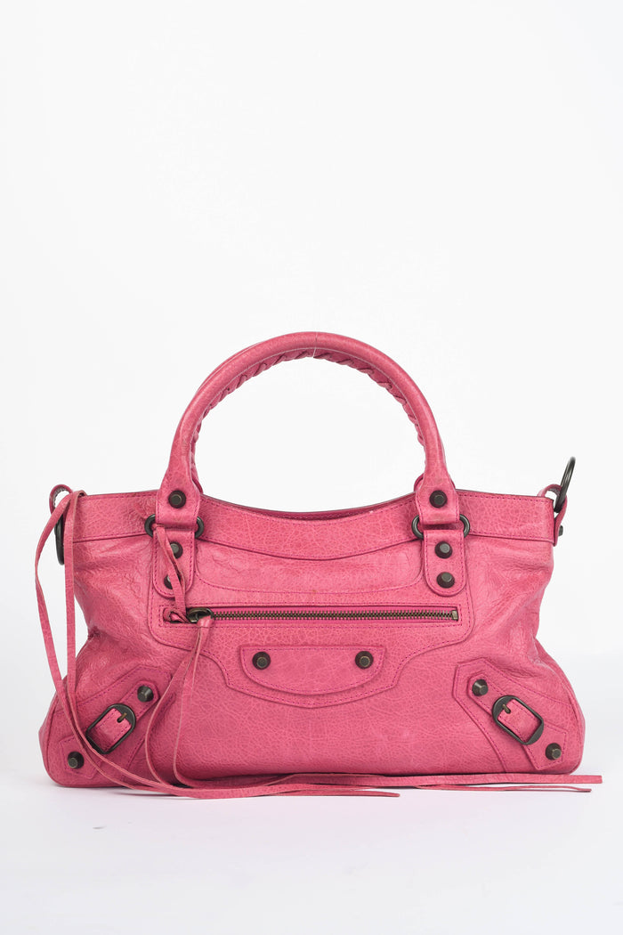 2010s Balenciaga Pink Leather First City Shoulder Bag