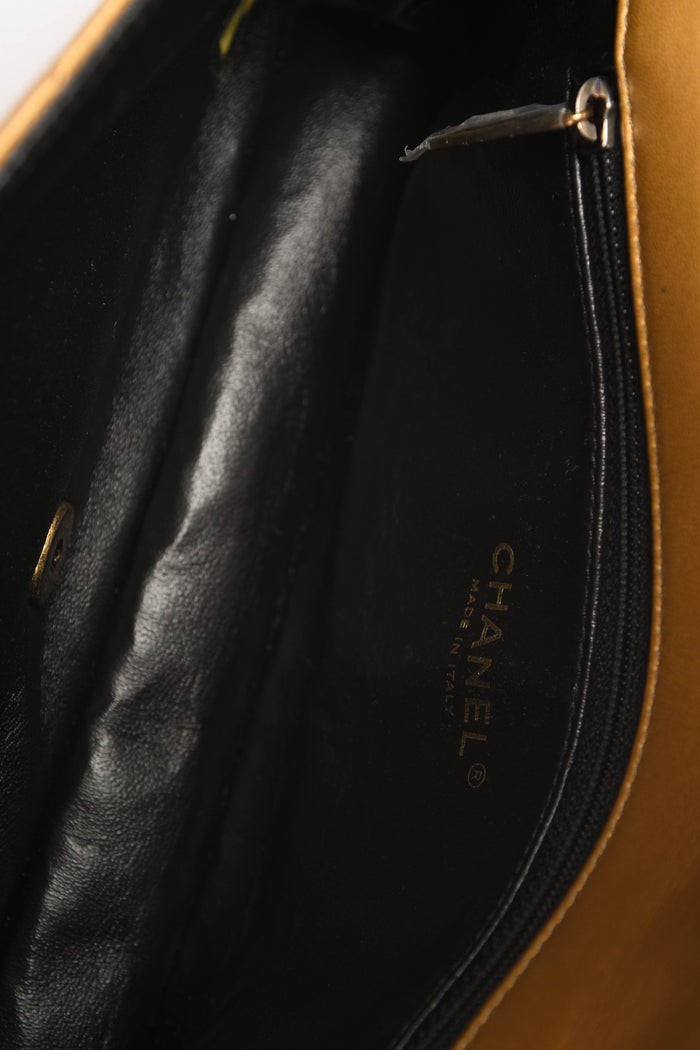 2014 Chanel Gold Leather Coin Medallion Medium Flap Shoulder Bag