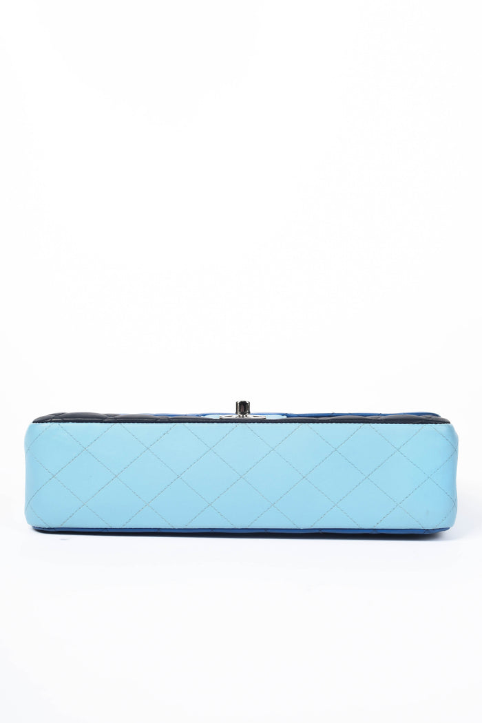 2016 Chanel Blue Tri-Colour Lambskin Leather Medium Flap Shoulder Bag