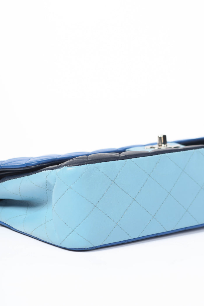 2016 Chanel Blue Tri-Colour Lambskin Leather Medium Flap Shoulder Bag