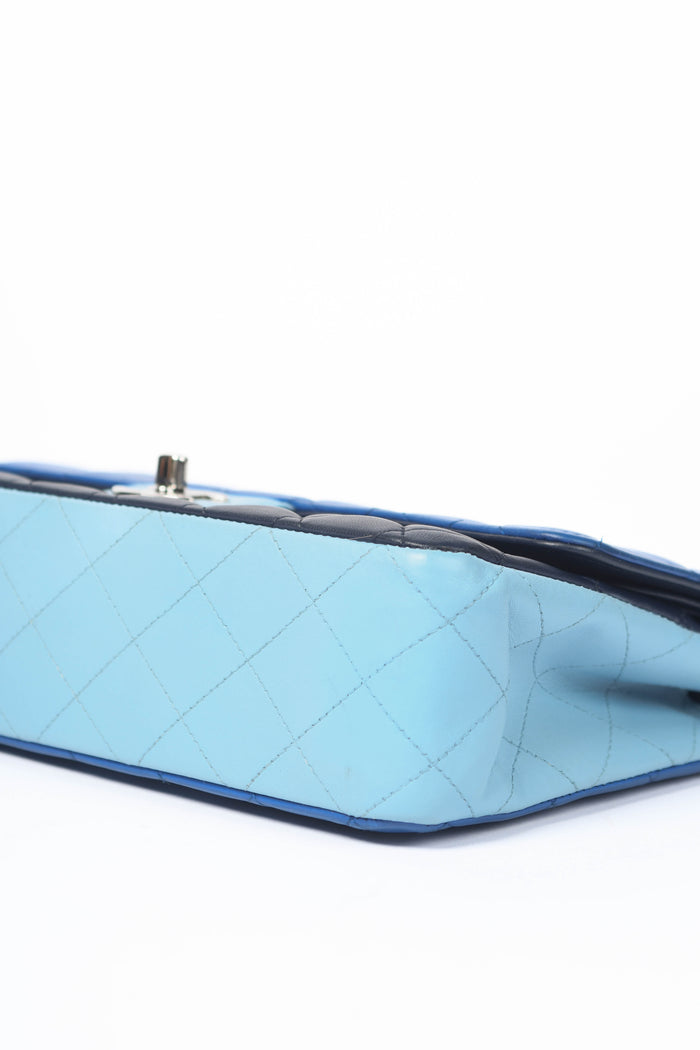 2016 Chanel Blue Tri-Colour Lambskin Leather Medium Flap Shoulder Bag