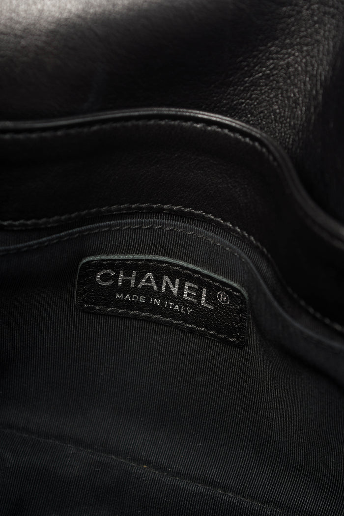 2010s Chanel Black Leather Enchained Medium Boy Bag