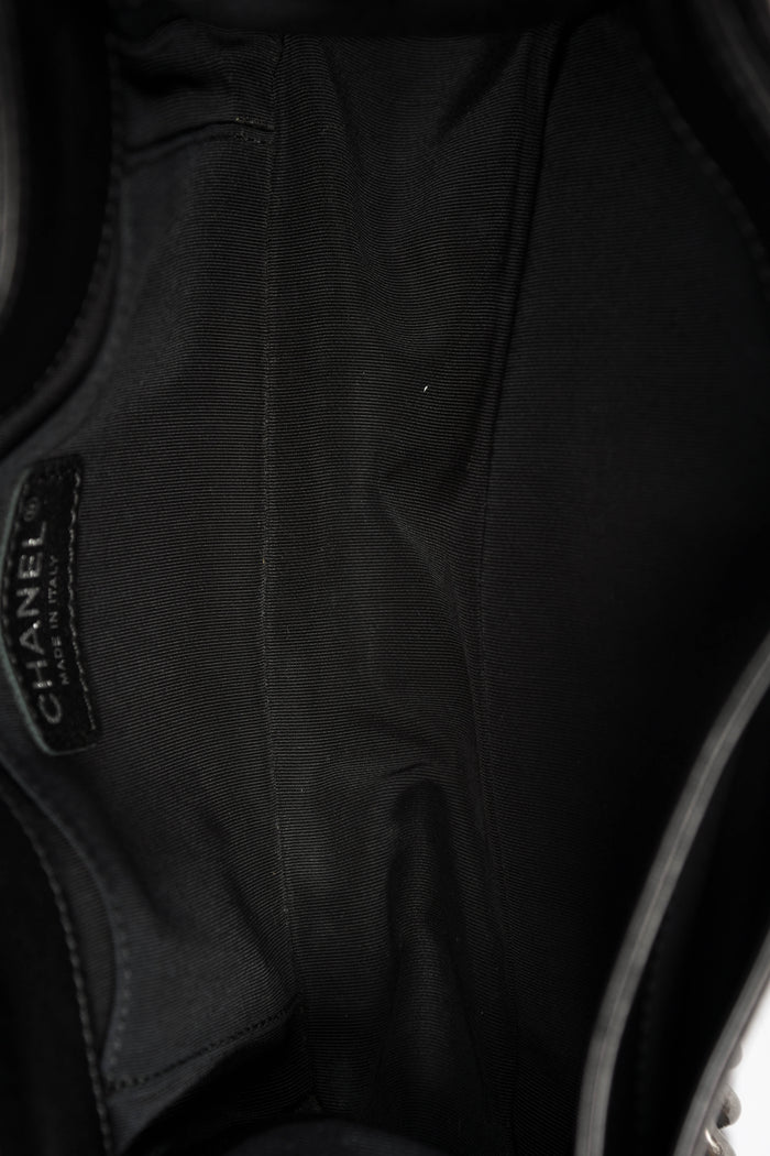 2010s Chanel Black Leather Enchained Medium Boy Bag