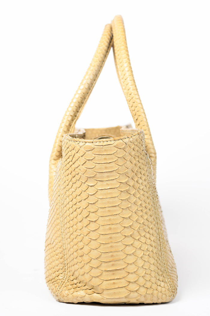 RARE 2000s Chanel Beige Python Executive Shopper Tote Bag SHW