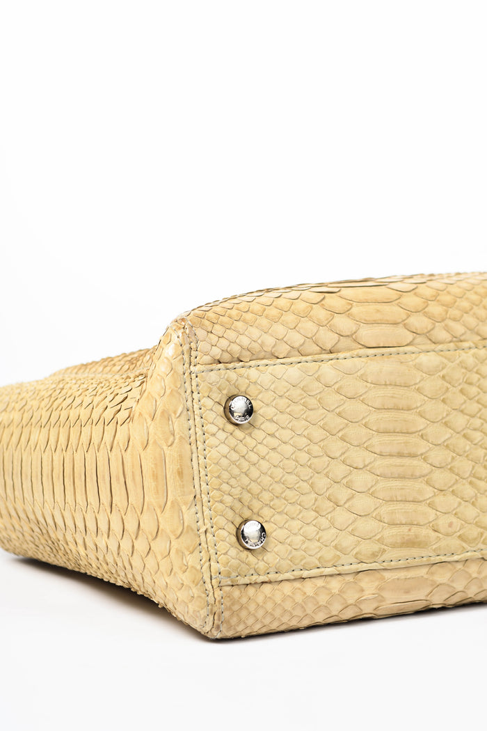 RARE 2000s Chanel Beige Python Executive Shopper Tote Bag SHW