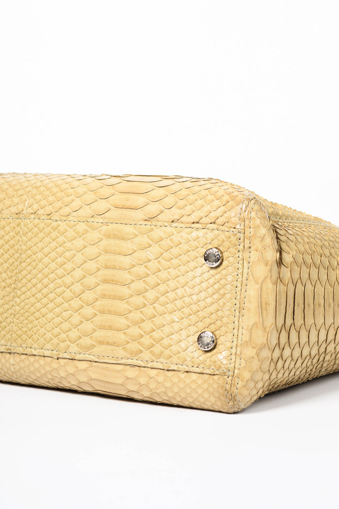 RARE 2000s Chanel Beige Python Executive Shopper Tote Bag SHW