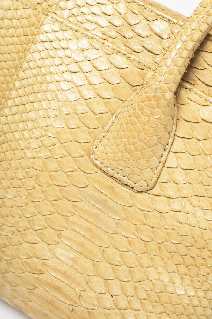 RARE 2000s Chanel Beige Python Executive Shopper Tote Bag SHW