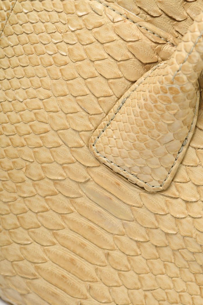 RARE 2000s Chanel Beige Python Executive Shopper Tote Bag SHW