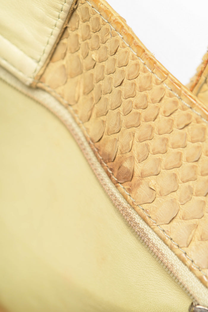 RARE 2000s Chanel Beige Python Executive Shopper Tote Bag SHW