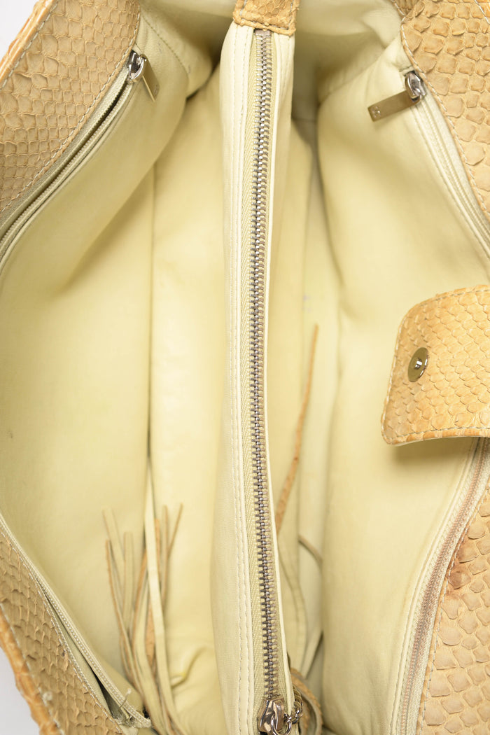 RARE 2000s Chanel Beige Python Executive Shopper Tote Bag SHW