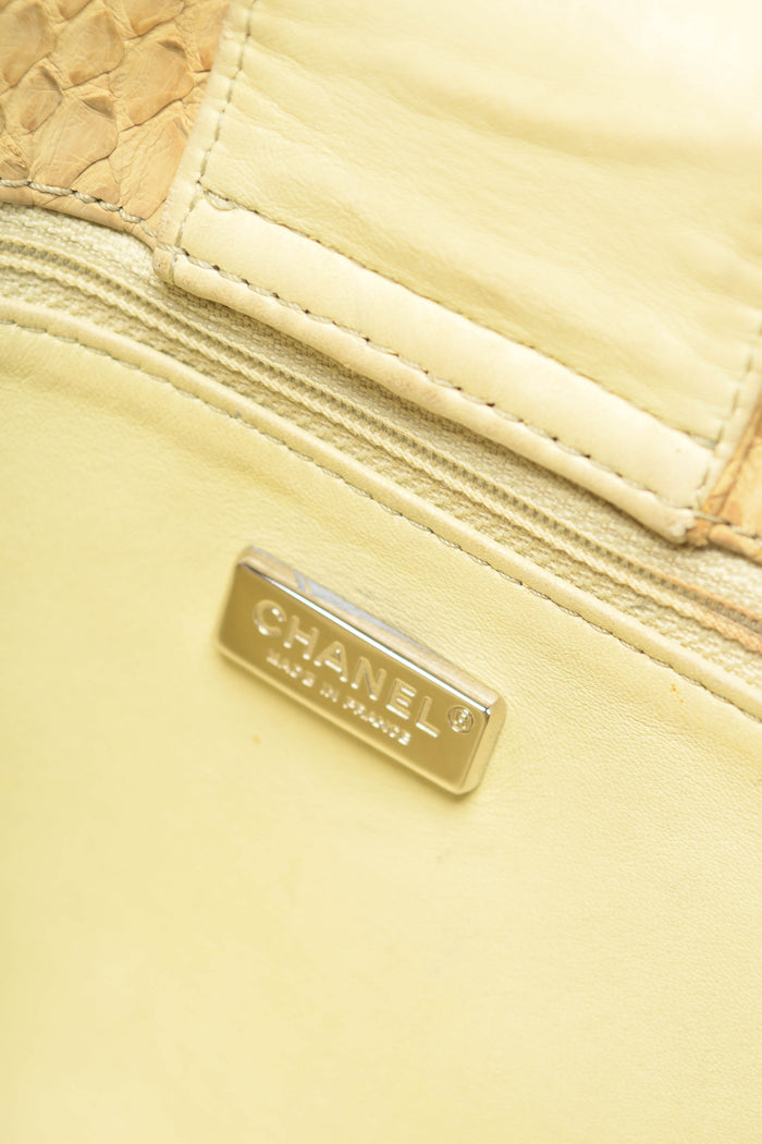RARE 2000s Chanel Beige Python Executive Shopper Tote Bag SHW