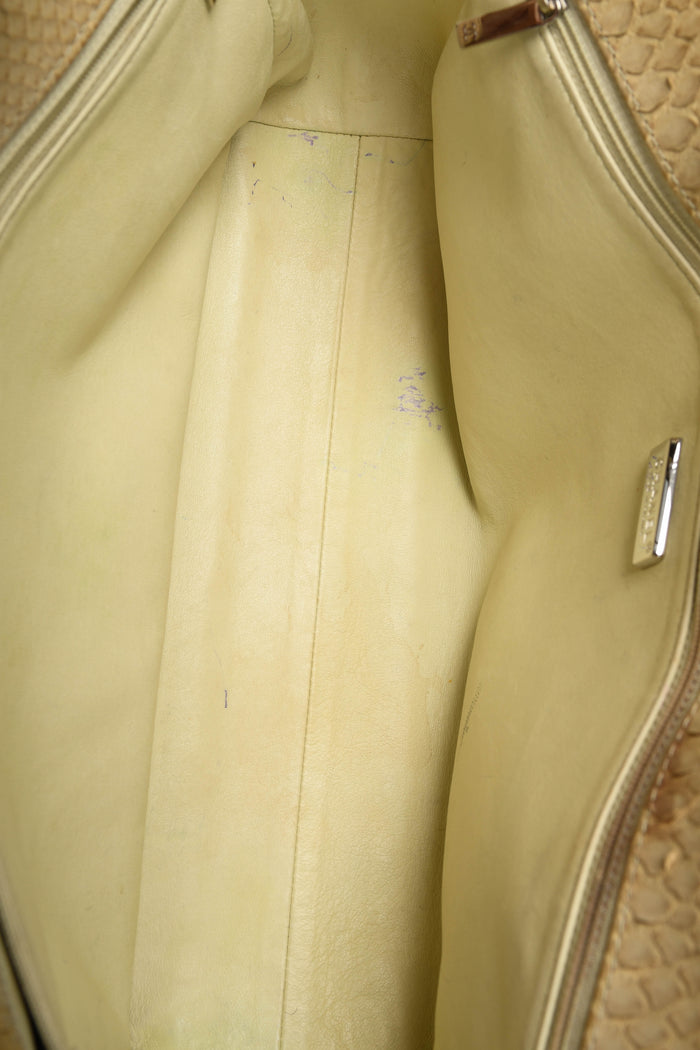 RARE 2000s Chanel Beige Python Executive Shopper Tote Bag SHW