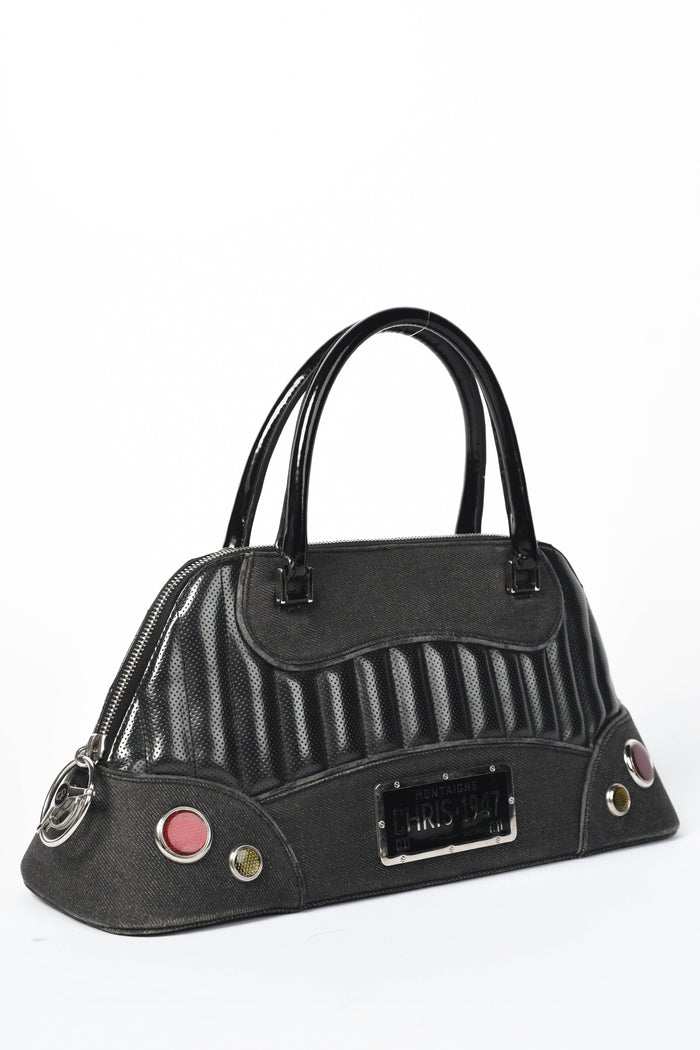 2000s Christian Dior 1947 Black Montaigne Top Handle Bag