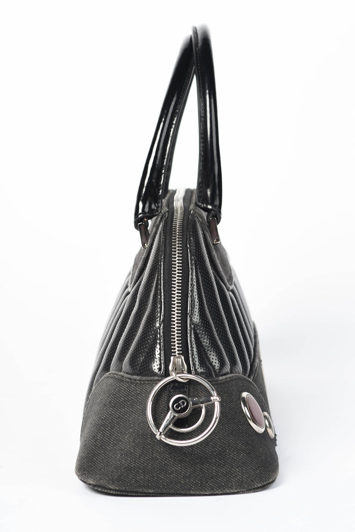 2000s Christian Dior 1947 Black Montaigne Top Handle Bag