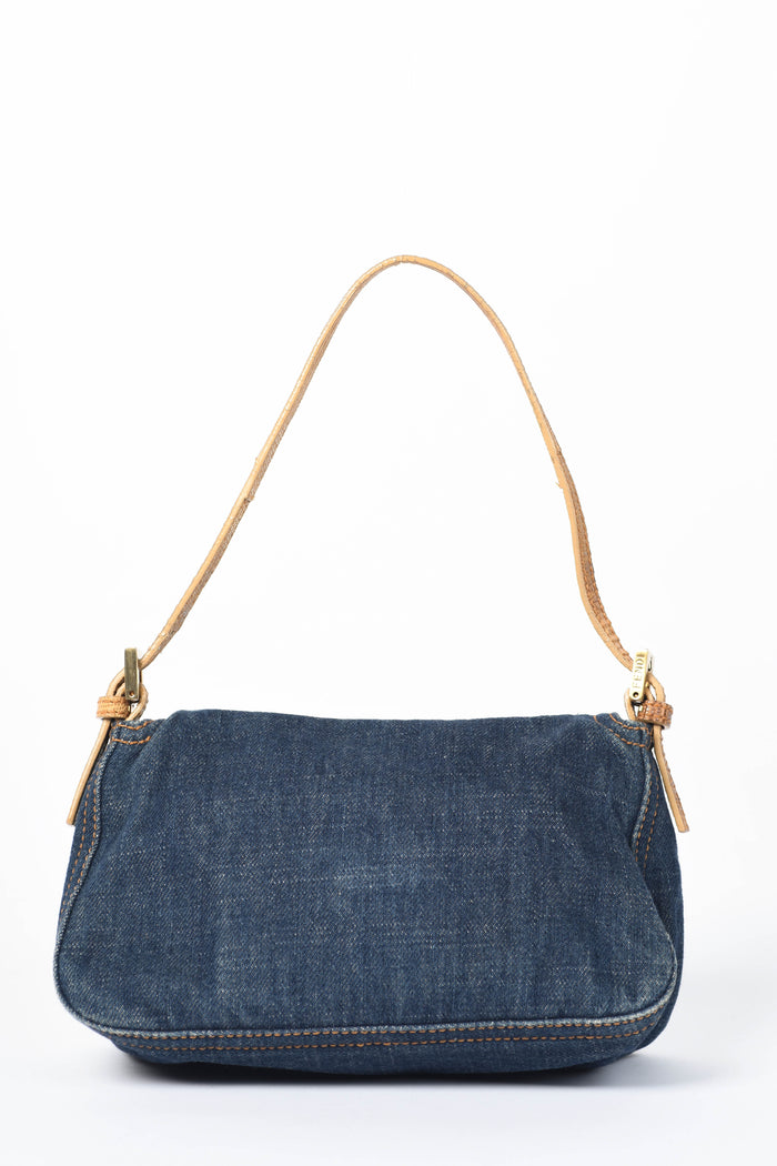 RARE Vintage Fendi Denim Mini Mamma Baguette Shoulder Bag