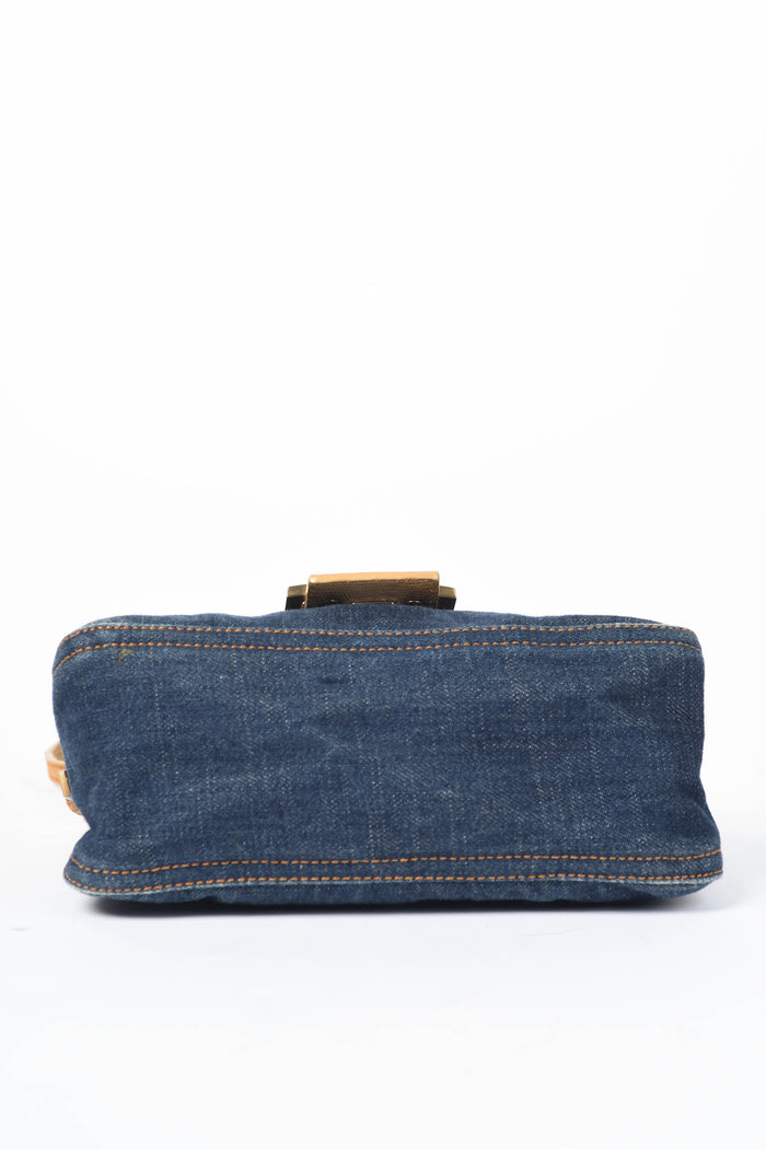 RARE Vintage Fendi Denim Mini Mamma Baguette Shoulder Bag