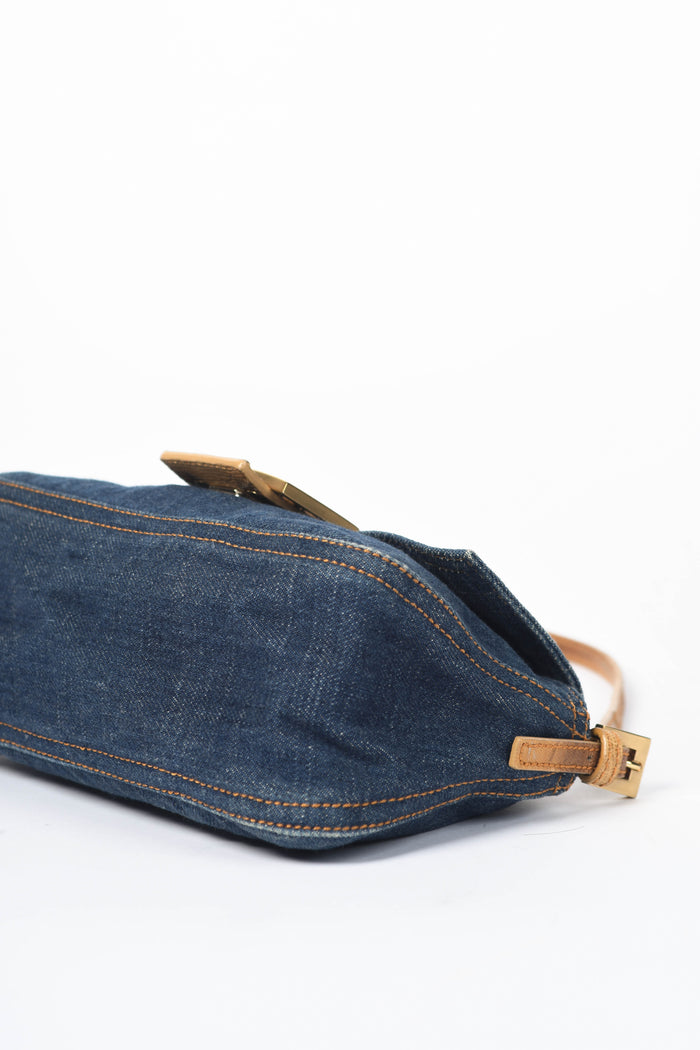 RARE Vintage Fendi Denim Mini Mamma Baguette Shoulder Bag