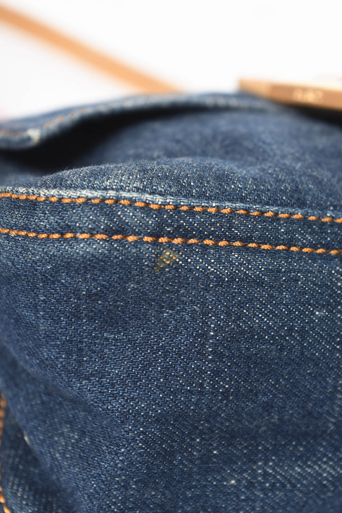 RARE Vintage Fendi Denim Mini Mamma Baguette Shoulder Bag