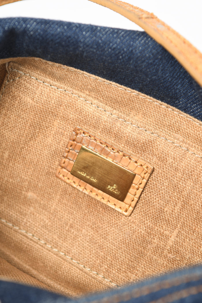 RARE Vintage Fendi Denim Mini Mamma Baguette Shoulder Bag