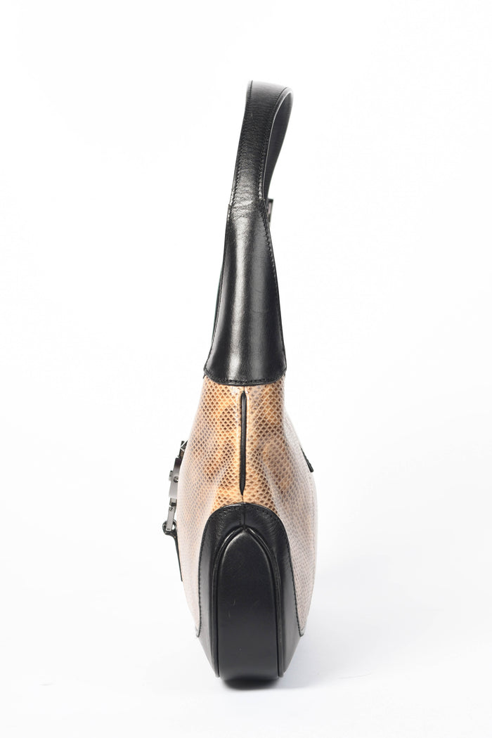 RARE Vintage Gucci Brown Snakeskin Jackie Shoulder Bag