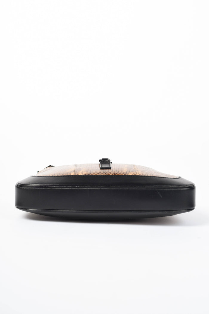 RARE Vintage Gucci Brown Snakeskin Jackie Shoulder Bag