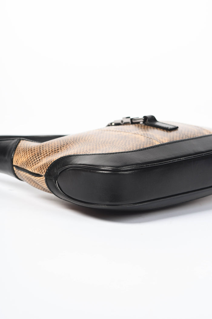 RARE Vintage Gucci Brown Snakeskin Jackie Shoulder Bag