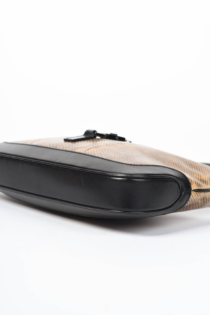 RARE Vintage Gucci Brown Snakeskin Jackie Shoulder Bag