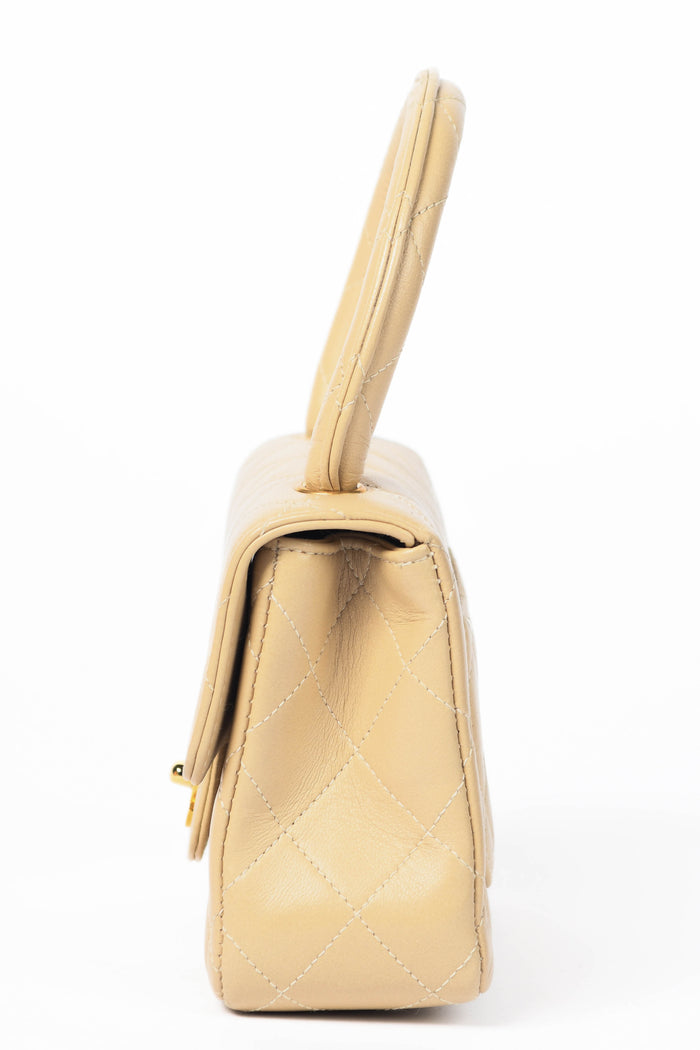 RARE 90s Chanel Beige Lambskin Leather Parent-Child Set