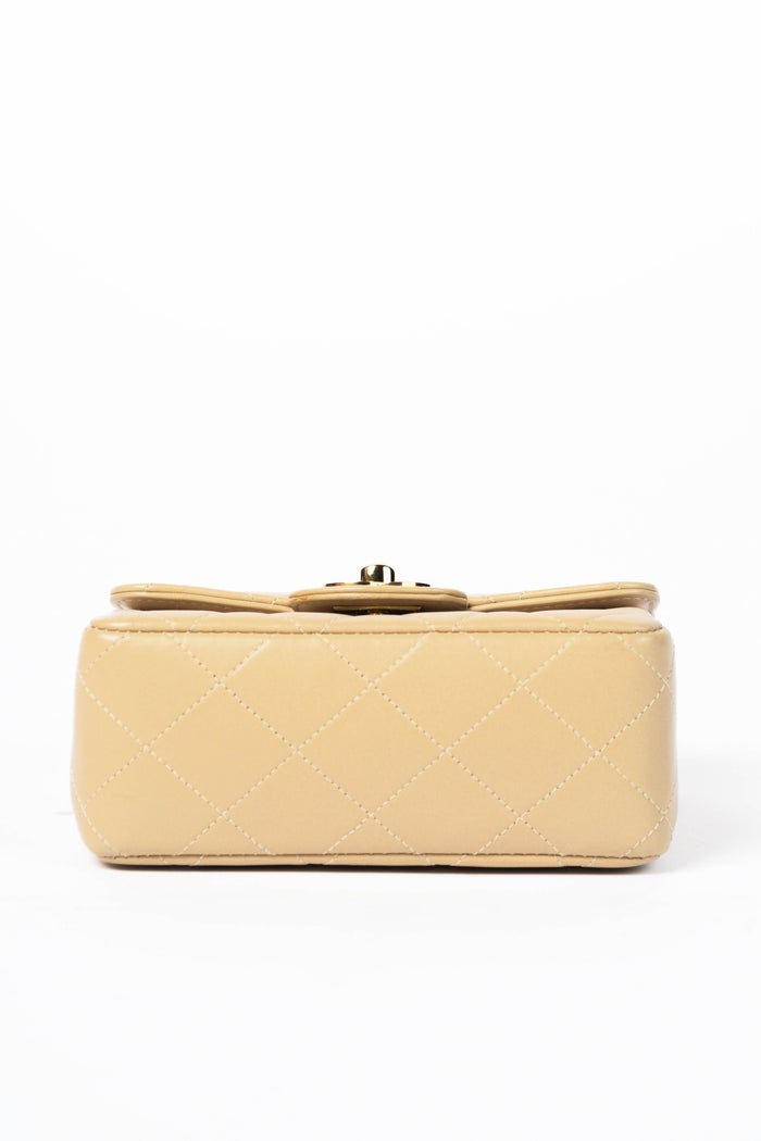 RARE 90s Chanel Beige Lambskin Leather Parent-Child Set