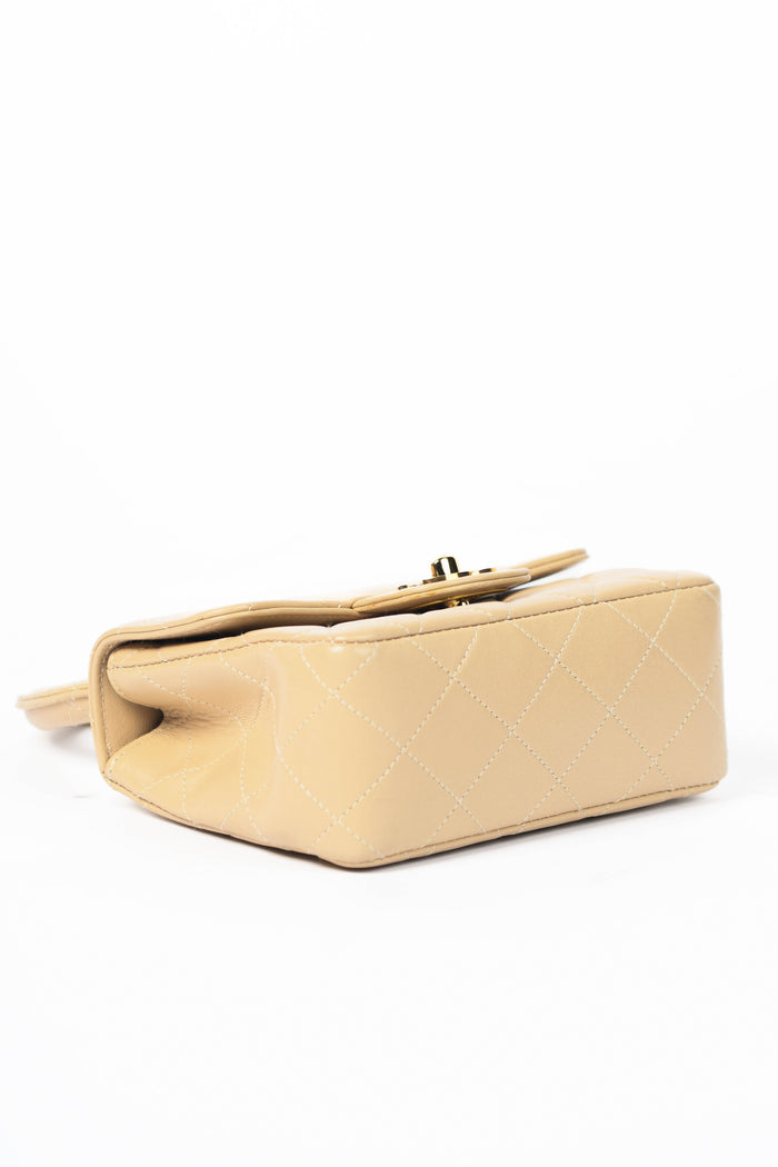 RARE 90s Chanel Beige Lambskin Leather Parent-Child Set