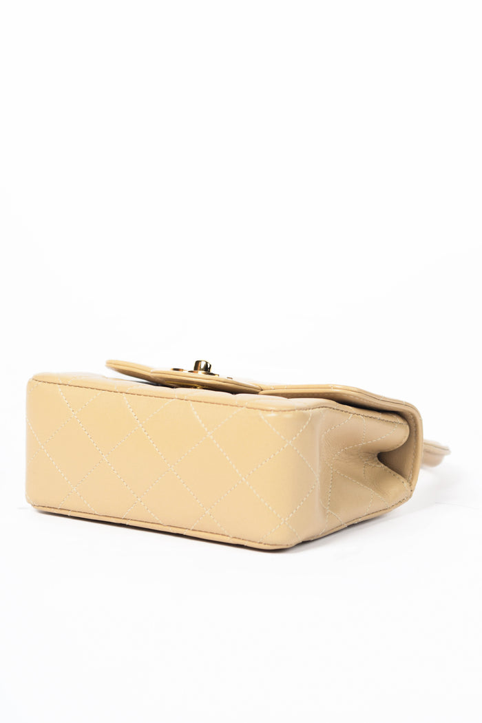 RARE 90s Chanel Beige Lambskin Leather Parent-Child Set