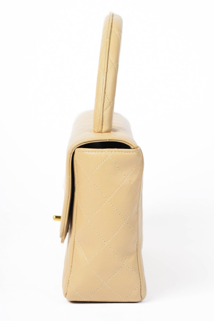 RARE 90s Chanel Beige Lambskin Leather Parent-Child Set