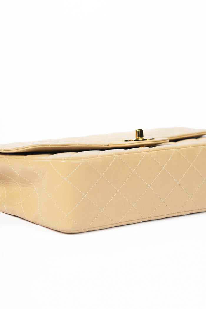 RARE 90s Chanel Beige Lambskin Leather Parent-Child Set