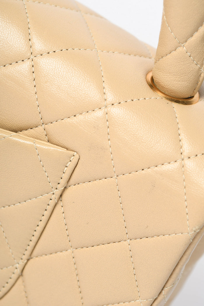 RARE 90s Chanel Beige Lambskin Leather Parent-Child Set
