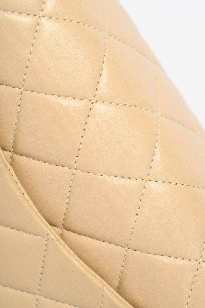 RARE 90s Chanel Beige Lambskin Leather Parent-Child Set