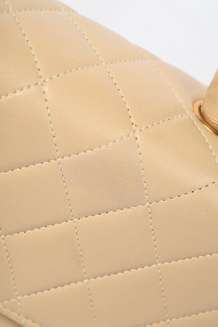 RARE 90s Chanel Beige Lambskin Leather Parent-Child Set