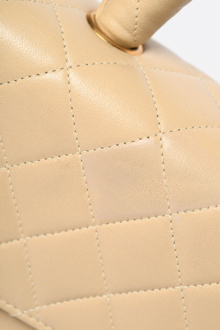 RARE 90s Chanel Beige Lambskin Leather Parent-Child Set