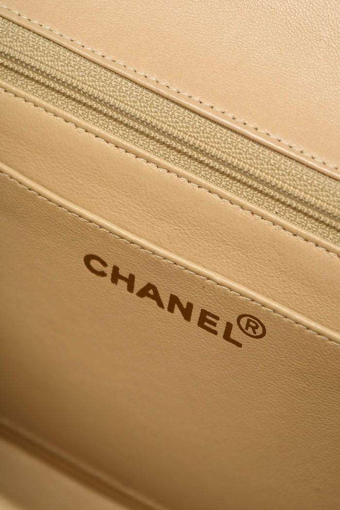 RARE 90s Chanel Beige Lambskin Leather Parent-Child Set