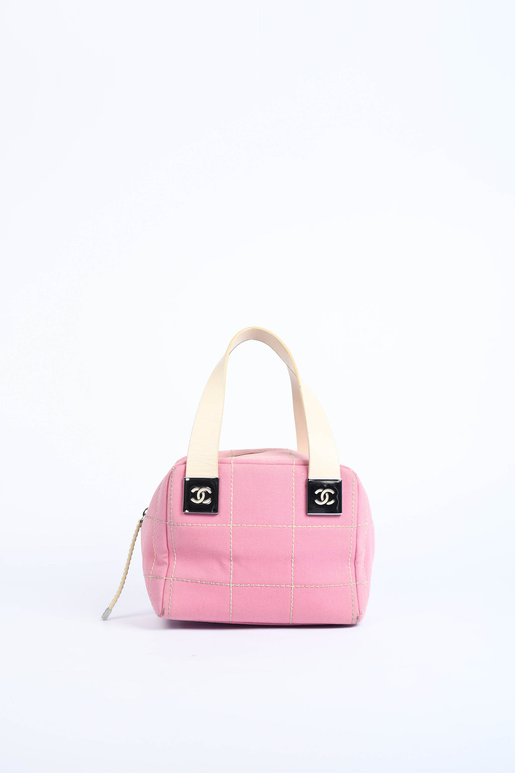 2000s Chanel Pink Canvas Small Bowling Bag