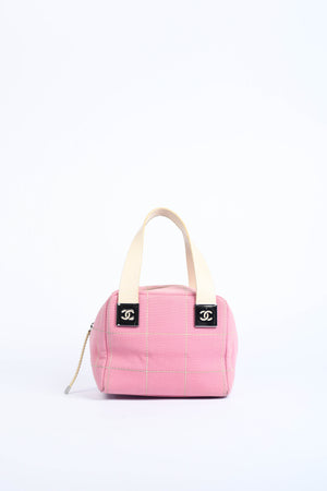 2000s Chanel Pink Canvas Small Bowling Bag