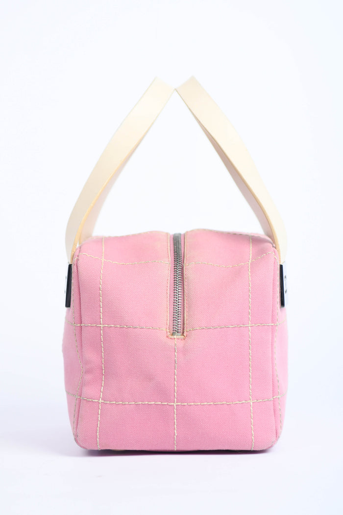 2000s Chanel Pink Canvas Small Bowling Bag