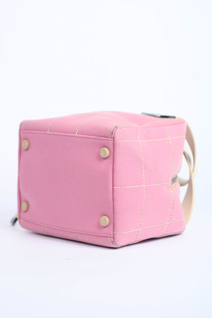 2000s Chanel Pink Canvas Small Bowling Bag