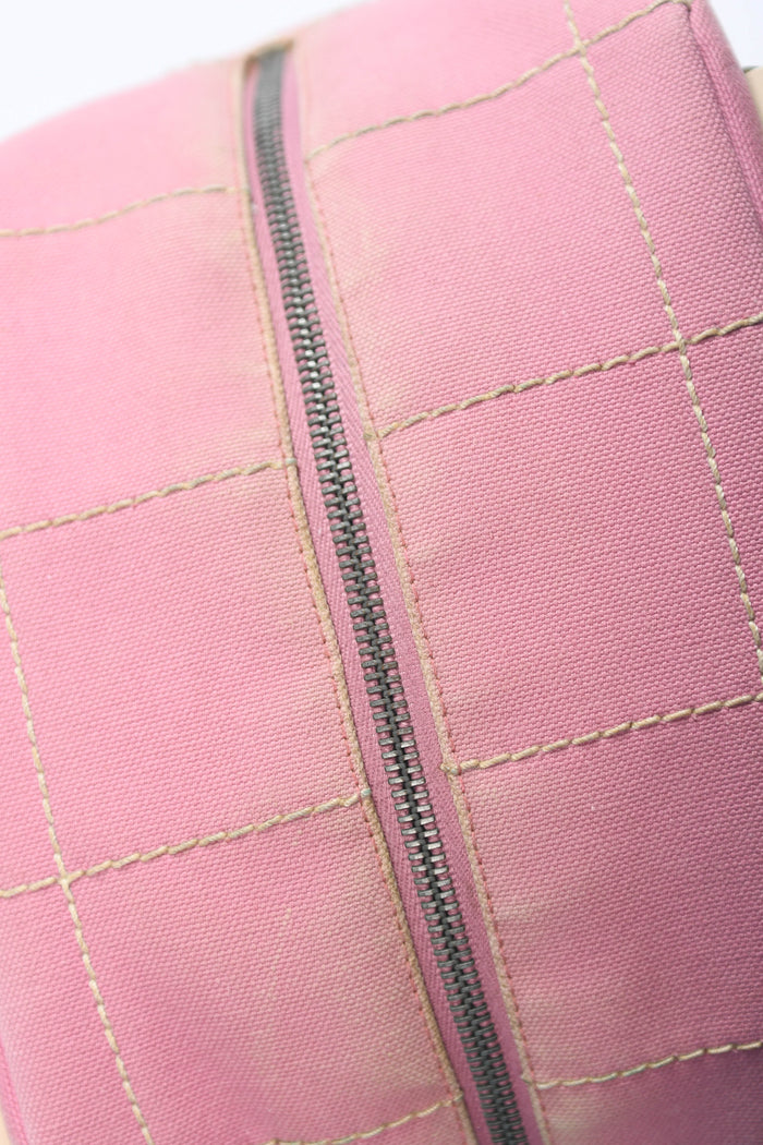 2000s Chanel Pink Canvas Small Bowling Bag