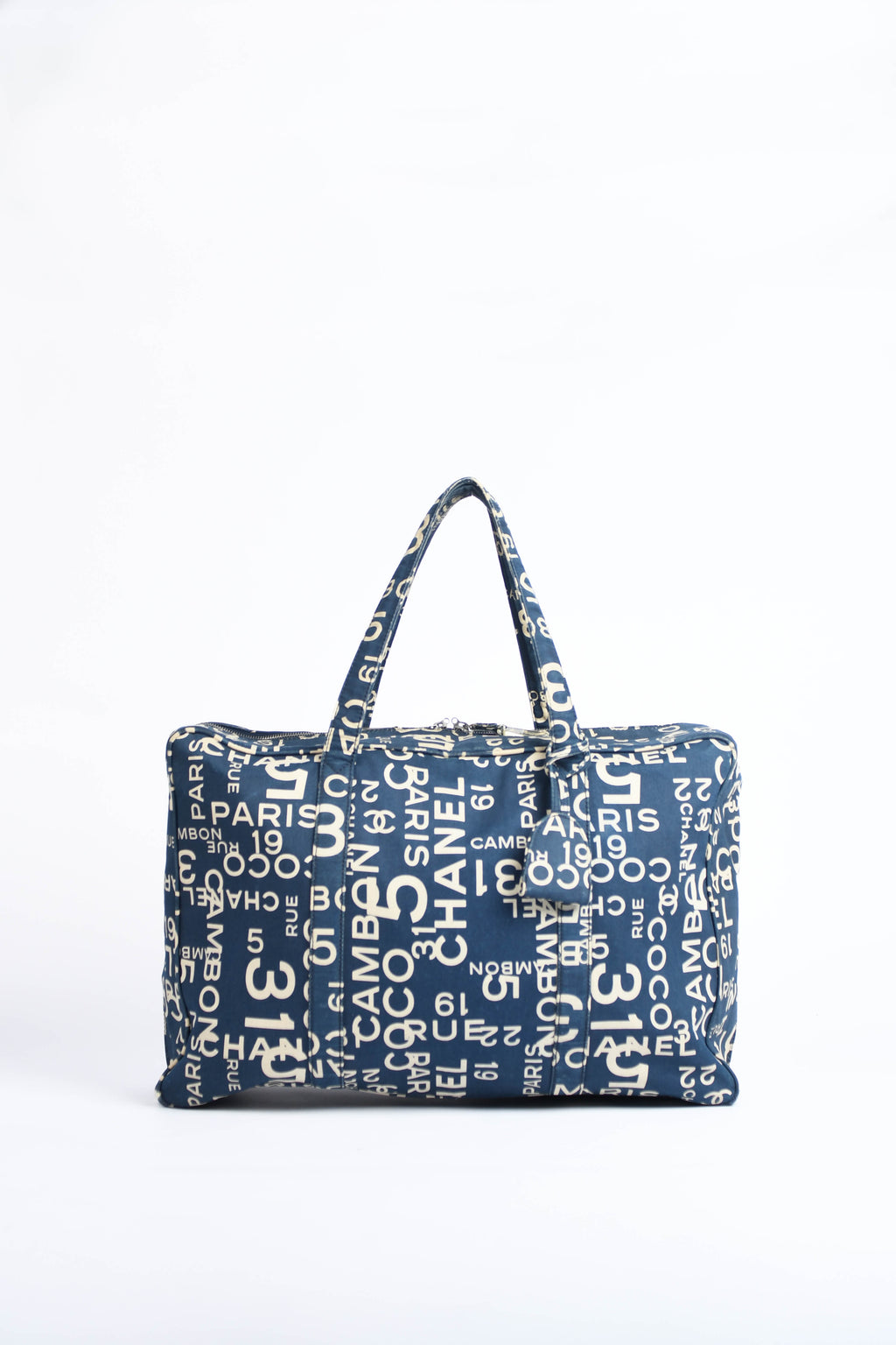 2000s Chanel Navy Canvas Travel Bag