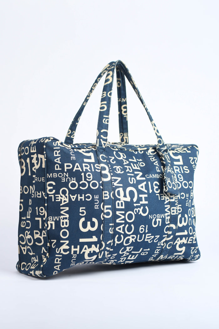 2000s Chanel Navy Canvas Travel Bag