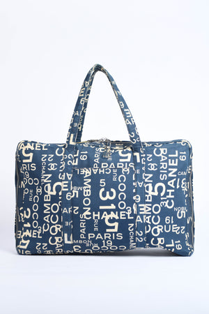 2000s Chanel Navy Canvas Travel Bag