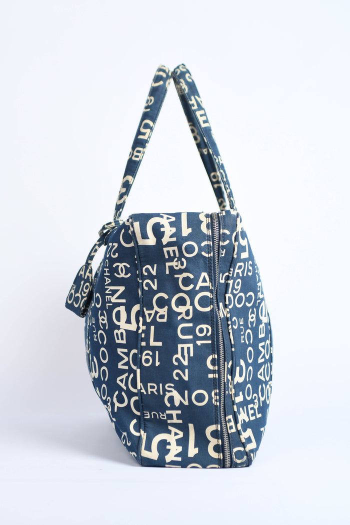 2000s Chanel Navy Canvas Travel Bag