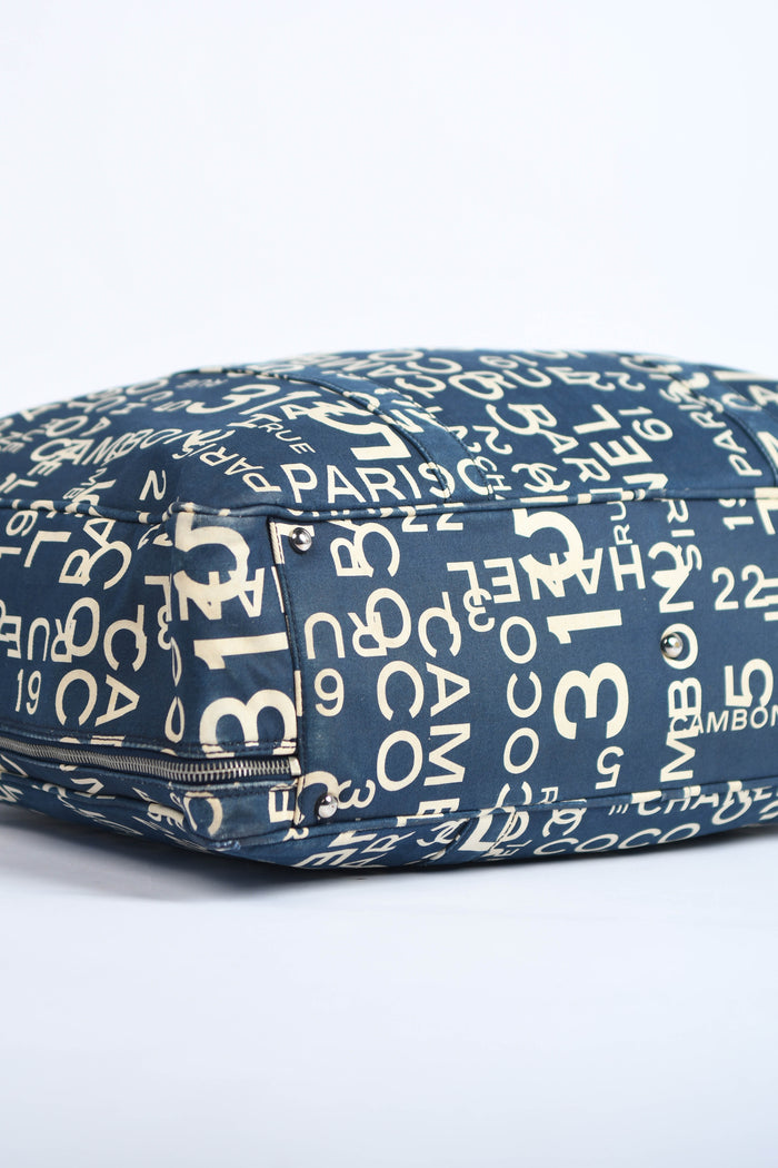 2000s Chanel Navy Canvas Travel Bag