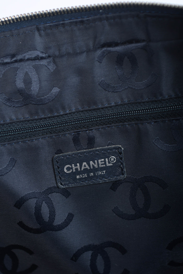 2000s Chanel Navy Canvas Travel Bag