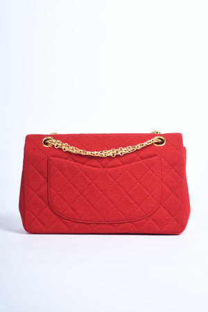 90s Chanel Red Jersey Small Double Flap Shoulder Bag 24k GHW